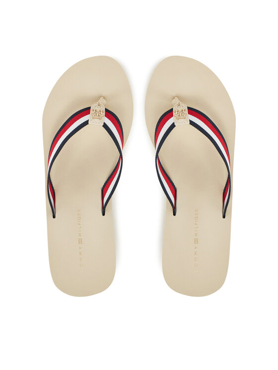 Tommy Hilfiger Japonki Th Corporate Wedge Beach Sandal FW0FW08520 Beżowy