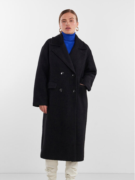 YAS Płaszcz wełniany 26030712 Czarny Loose Fit