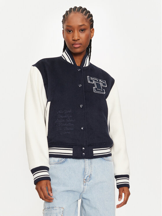 Tommy Jeans Kurtka bomber Letterman DW0DW18845 Granatowy Regular Fit
