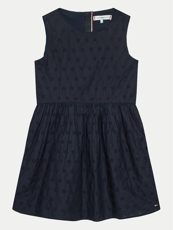Tommy Hilfiger Sukienka letnia Anglaise KG0KG07931 D Granatowy Regular Fit