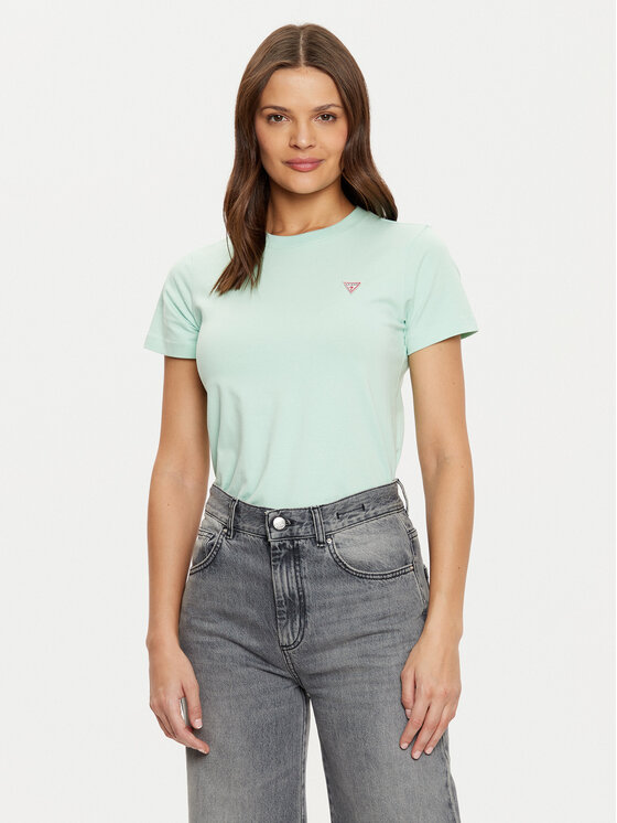 Guess Jeans T-Shirt W4YI10 J1314 Zielony Regular Fit