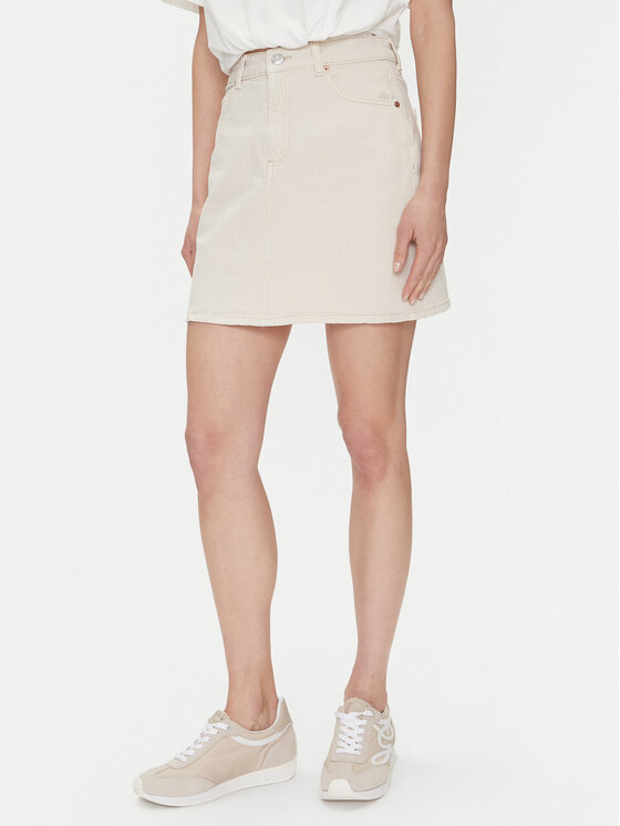 Vero Moda Spódnica jeansowa Tessa 10301536 Écru Regular Fit