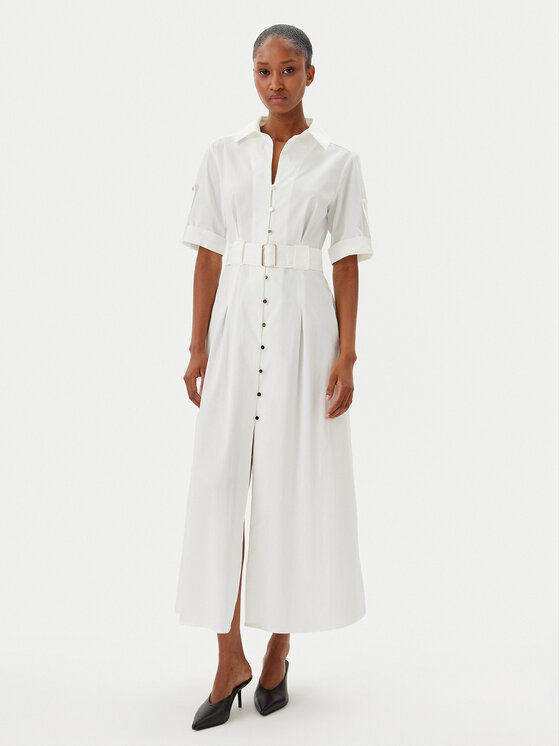 Fracomina Sukienka koszulowa FR25SD3006W52001 Biały Regular Fit