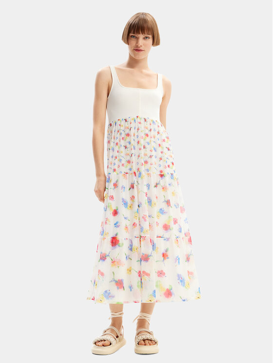 Desigual Sukienka letnia Vancouver 24SWVK58 Biały Regular Fit