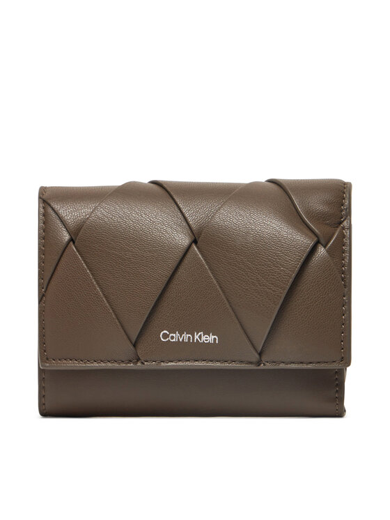 Calvin Klein Portfel damski Ck Woven Small Trifold K60K612953 Khaki