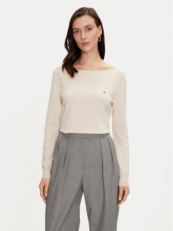 Tommy Hilfiger Sweter WW0WW40099 Beżowy Regular Fit