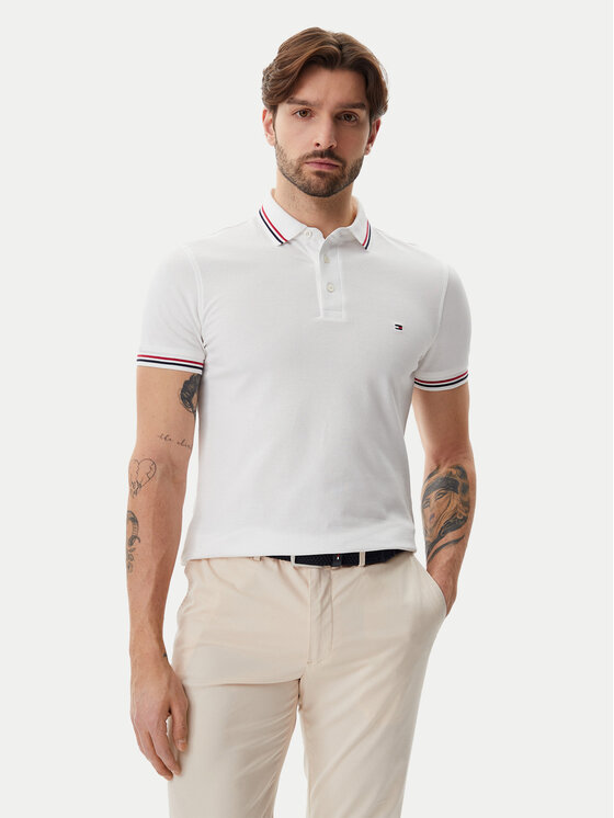 Tommy Hilfiger Polo Tipped MW0MW37346 Biały Slim Fit