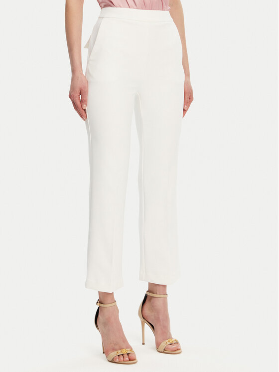 Elisabetta Franchi Spodnie materiałowe PA-089-51E2-V290 Biały Regular Fit