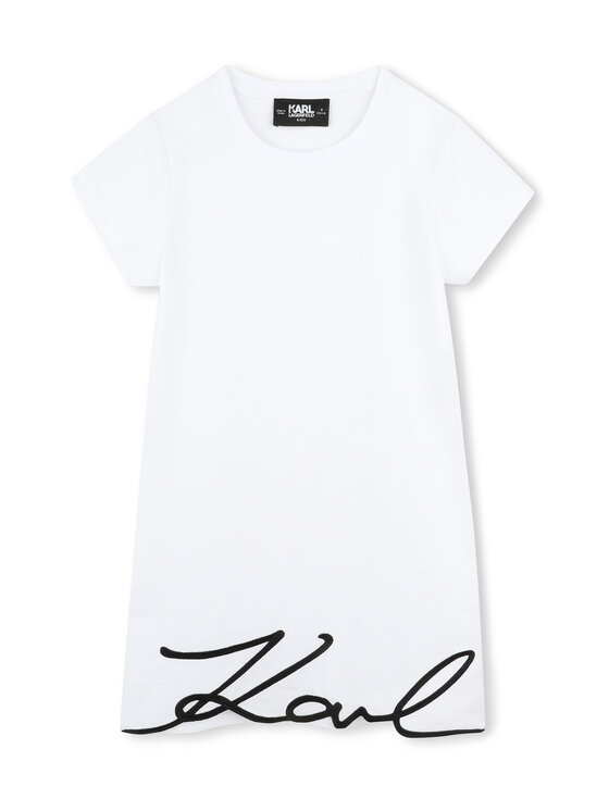 Karl Lagerfeld Kids Sukienka codzienna Z30454 S Biały Regular Fit