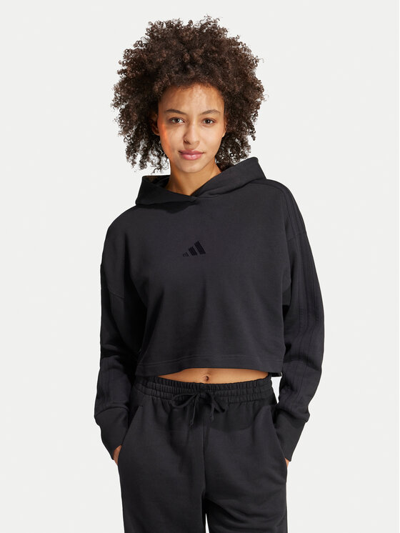 adidas Bluza ALL SZN French Terry 3-Stripes JI9104 Czarny Regular Fit