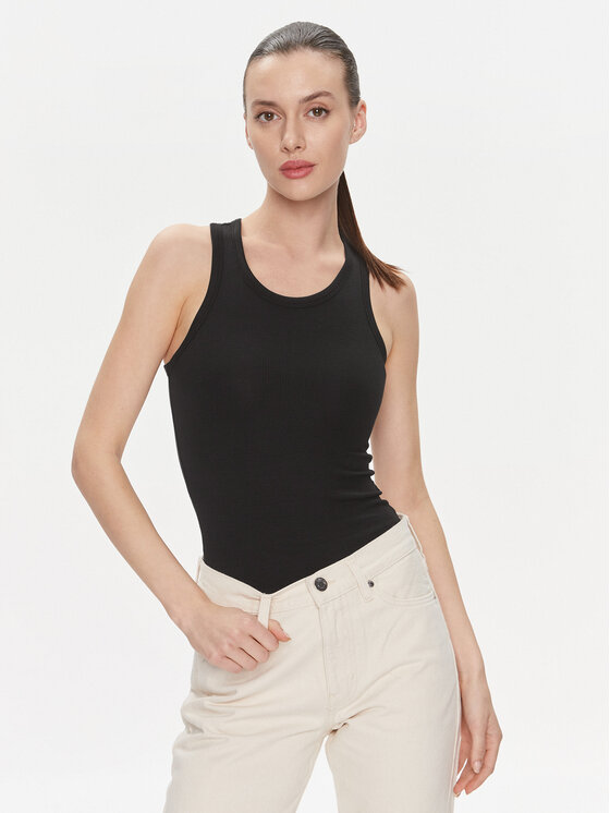 Calvin Klein Top Modal Rib Tank Top K20K206406 Czarny Slim Fit
