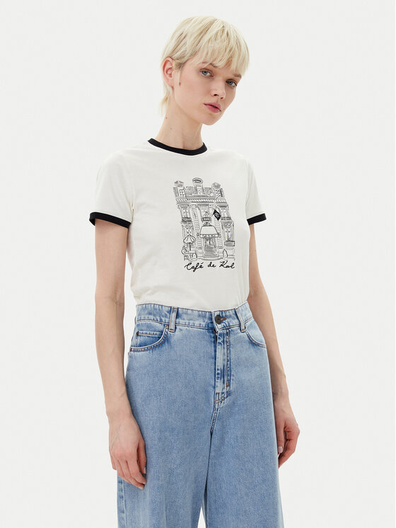 KARL LAGERFELD T-Shirt A2W17087 Écru Regular Fit