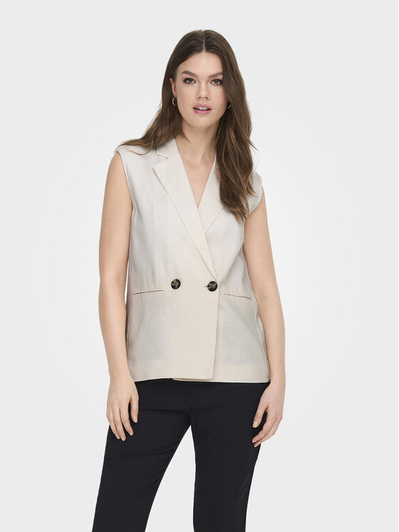 ONLY Kamizelka Caro 15278794 Biały Loose Fit