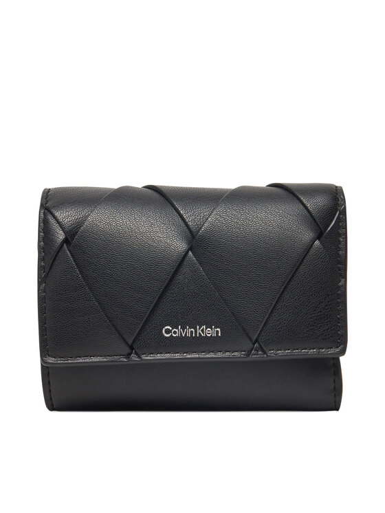 Calvin Klein Portfel damski Ck Woven Small Trifold K60K612953 Czarny