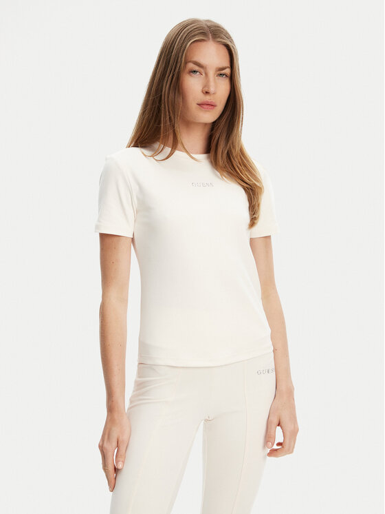 Guess T-Shirt V5RI10 KCD02 Écru Regular Fit