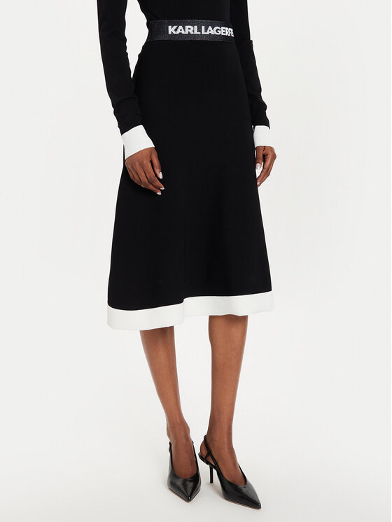 KARL LAGERFELD Spódnica trapezowa 245W1230 Czarny Regular Fit