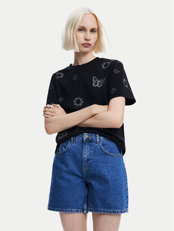 Desigual T-Shirt Tarot 24WWTK96 Czarny Regular Fit