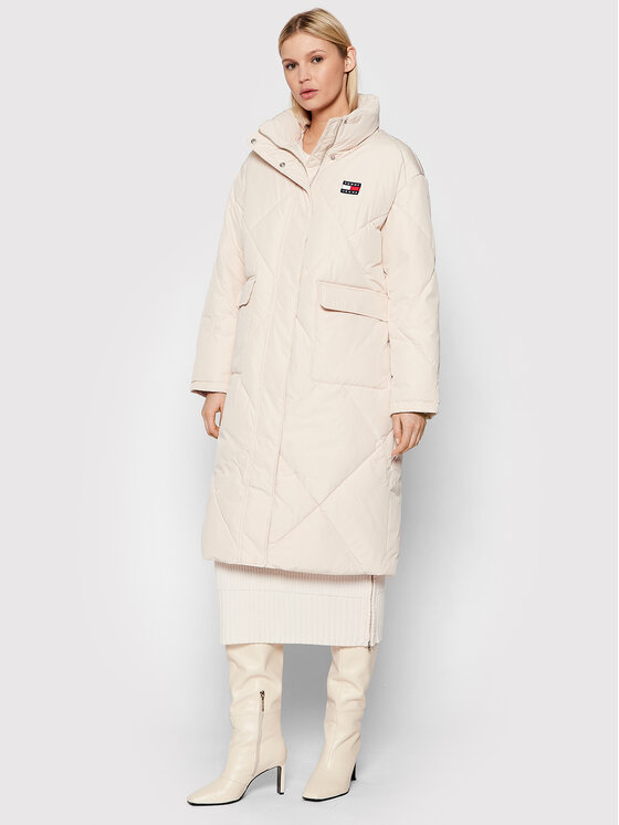 Tommy Jeans Kurtka zimowa Longline Fashion DW0DW11107 Beżowy Regular Fit