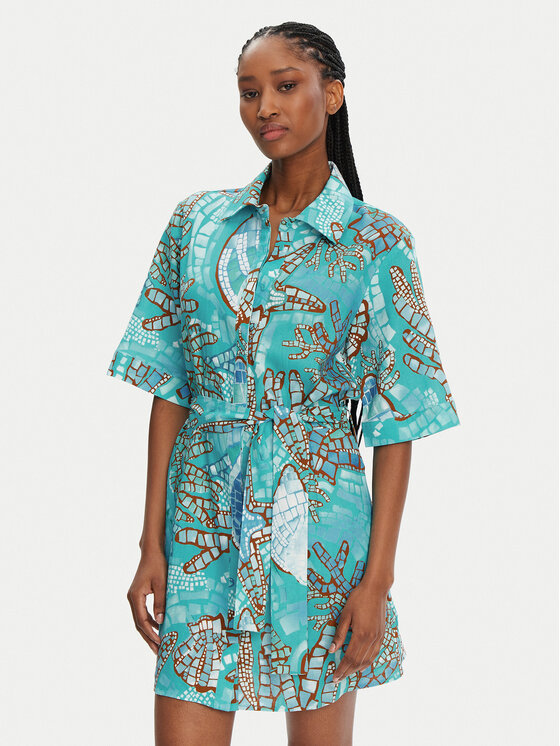 Seafolly Sukienka koszulowa La Mer 55422-DR Turkusowy Regular Fit