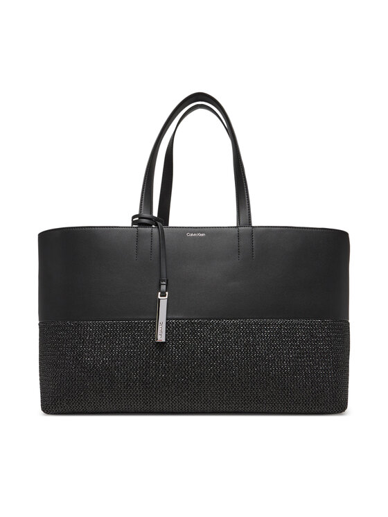 Calvin Klein Torebka Ck Mixmedia Shopper_Raffia K60K613167 Czarny