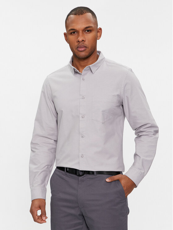 Calvin Klein Koszula Oxford K10K112155 Szary Regular Fit