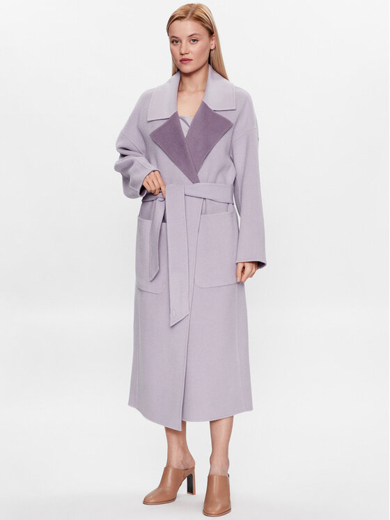 Calvin Klein Płaszcz wełniany K20K205855 Fioletowy Regular Fit