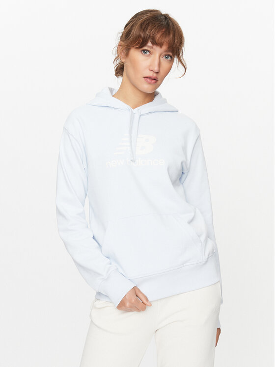 New Balance Bluza Essentials Stacked Logo Hoodie WT31533 Błękitny Regular Fit