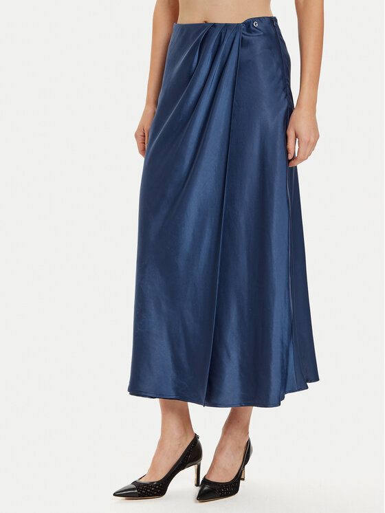 Guess Spódnica midi Anastasia W4BD56 WGIG2 Granatowy Regular Fit