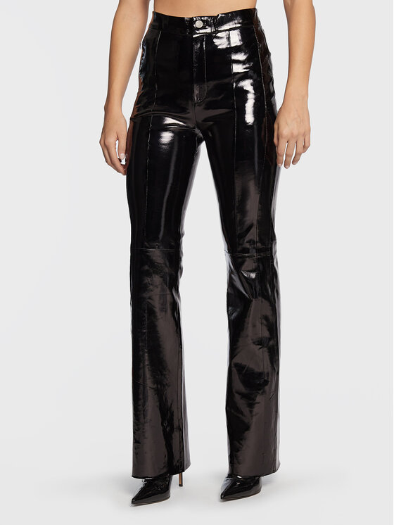 Gestuz Spodnie skórzane Gocha 10906553 Czarny Wide Leg