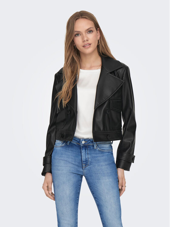 ONLY Kurtka z imitacji skóry 15293027 Czarny Regular Fit