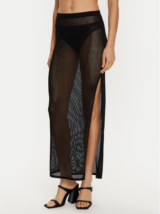 Calvin Klein Swimwear Spódnica maxi KW0KW02734 Czarny Regular Fit
