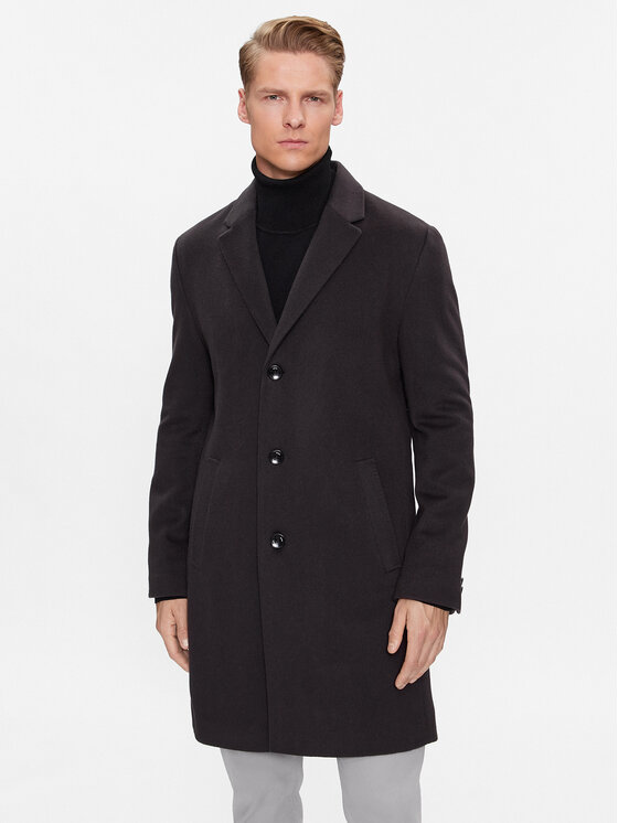 Boss Płaszcz wełniany H-Hyde-C-224 50485199 Granatowy Regular Fit