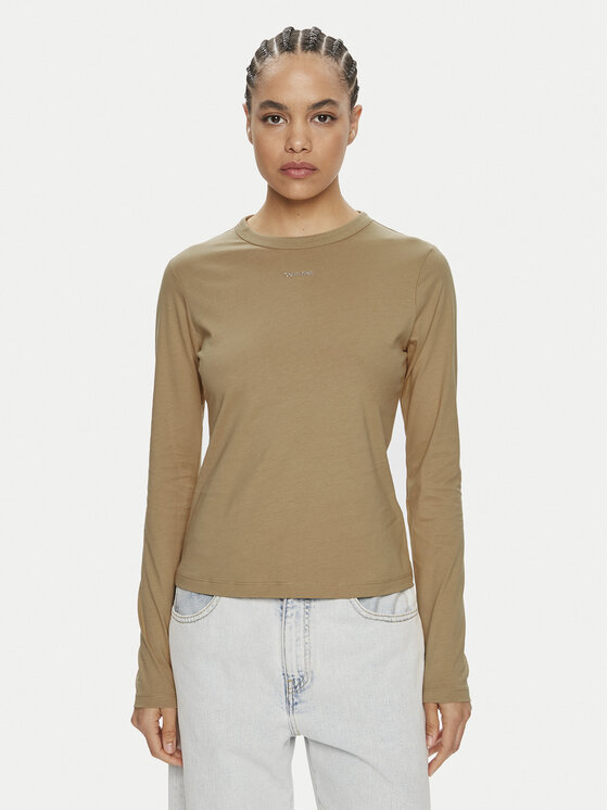 Calvin Klein Bluzka Nano Logo K20K207572 Beżowy Regular Fit