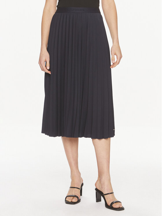 Tommy Hilfiger Spódnica plisowana Fluid WW0WW41793 Granatowy Regular Fit