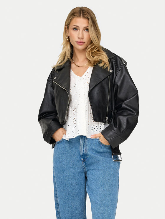 ONLY Kurtka z imitacji skóry Vera 15321935 Czarny Regular Fit