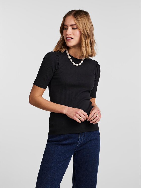 Pieces T-Shirt 17133700 Czarny Slim Fit