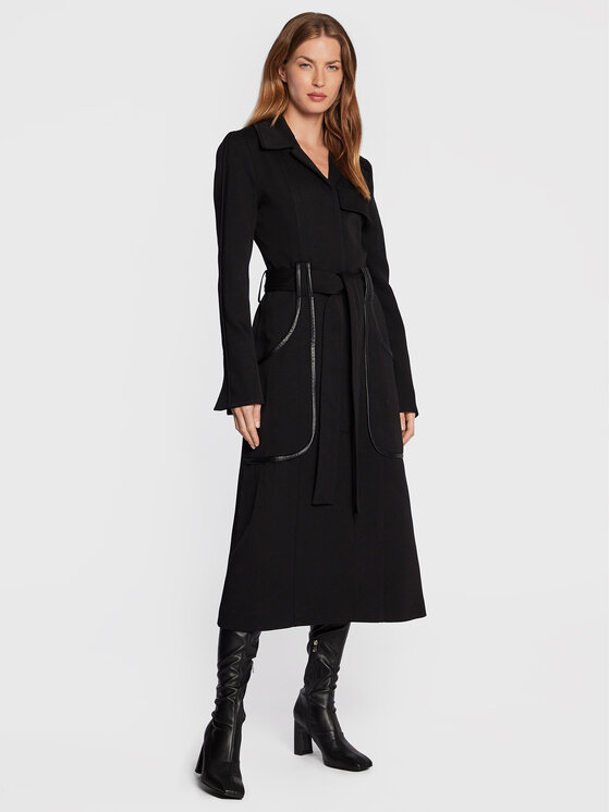 Victoria Victoria Beckham Płaszcz wełniany 1322WCT003765A Czarny Regular Fit