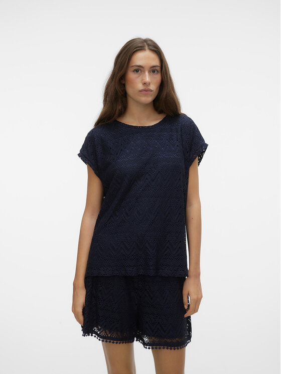 Vero Moda Bluzka Maya 10304457 Granatowy Wide Fit