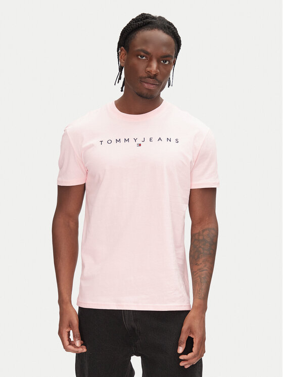 Tommy Jeans T-Shirt Linear Logo DM0DM20744 Różowy Regular Fit