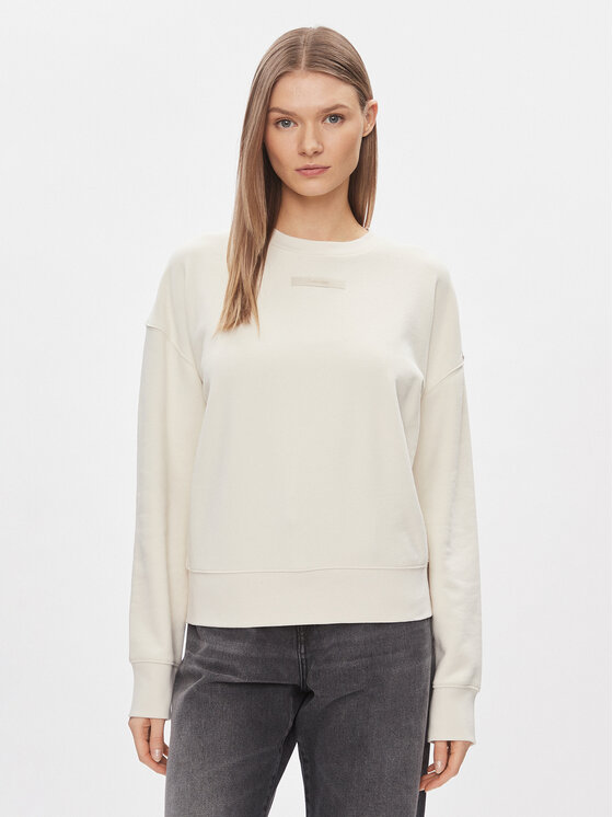 Calvin Klein Bluza Micro Logo K20K206630 Écru Regular Fit