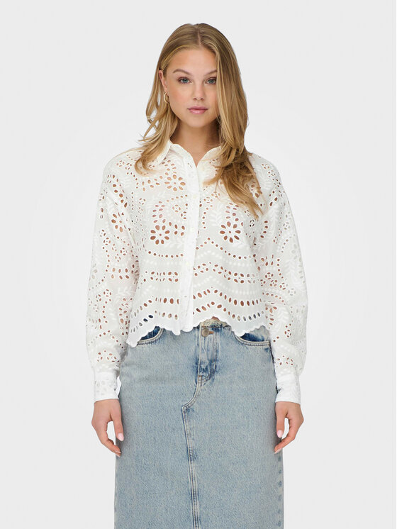 ONLY Koszula Bobby 15314566 Biały Cropped Fit