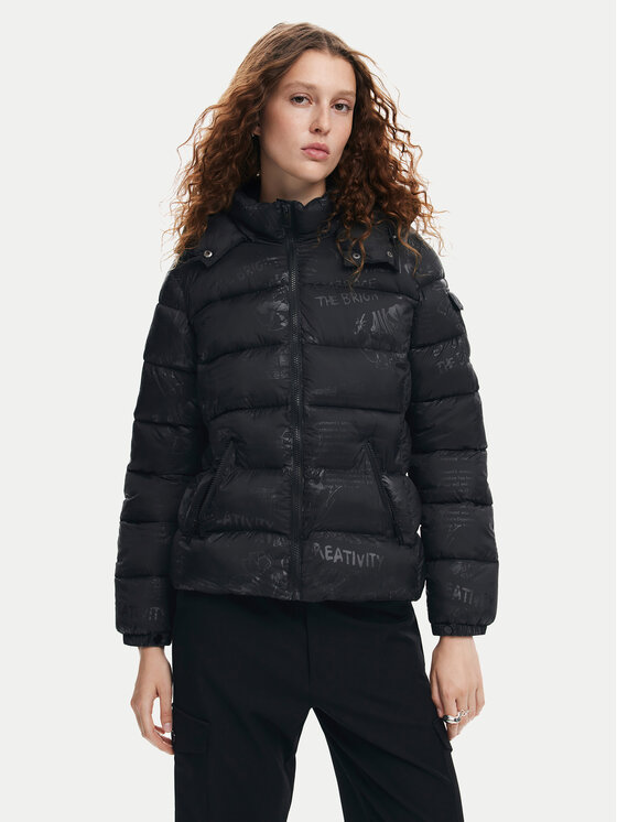 Desigual Kurtka zimowa Drammen 24WWEWBM Czarny Regular Fit