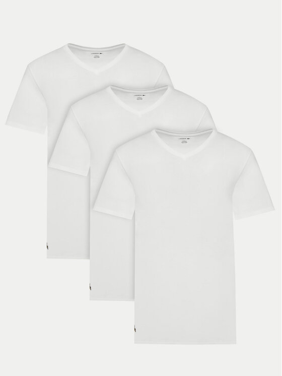 Lacoste Komplet 3 t-shirtów TH9008 Biały Slim Fit