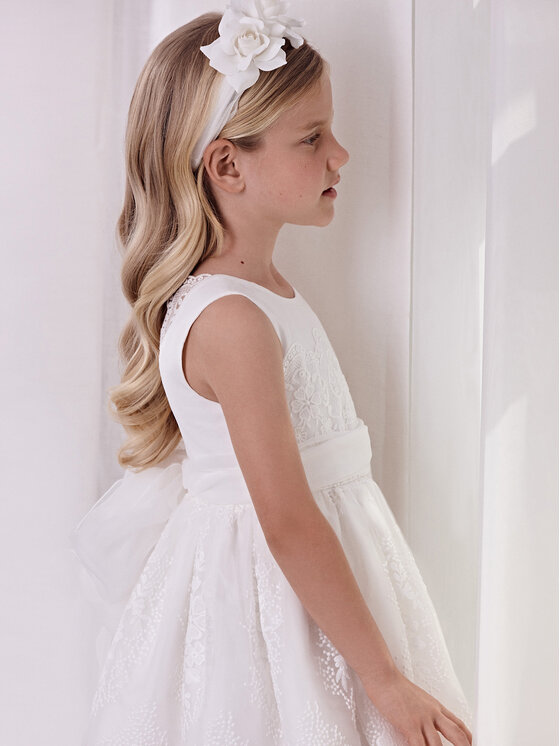 Abel & Lula Sukienka elegancka 5038 Biały Regular Fit
