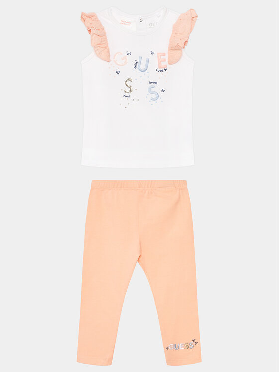 Guess Komplet t-shirt i legginsy A4GG03 K6YW4 Pomarańczowy Regular Fit