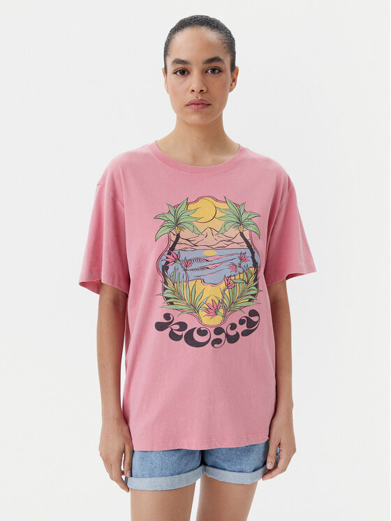 Roxy T-Shirt ERJZT05905 Różowy Oversize
