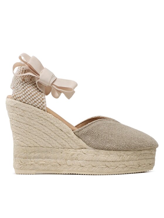 Manebi Espadryle Heart-Shaped Wedge Espadrilles O 7.1 WH Beżowy