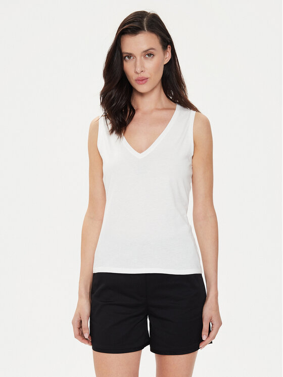 Sisley Top 3I1XLH00S Biały Regular Fit