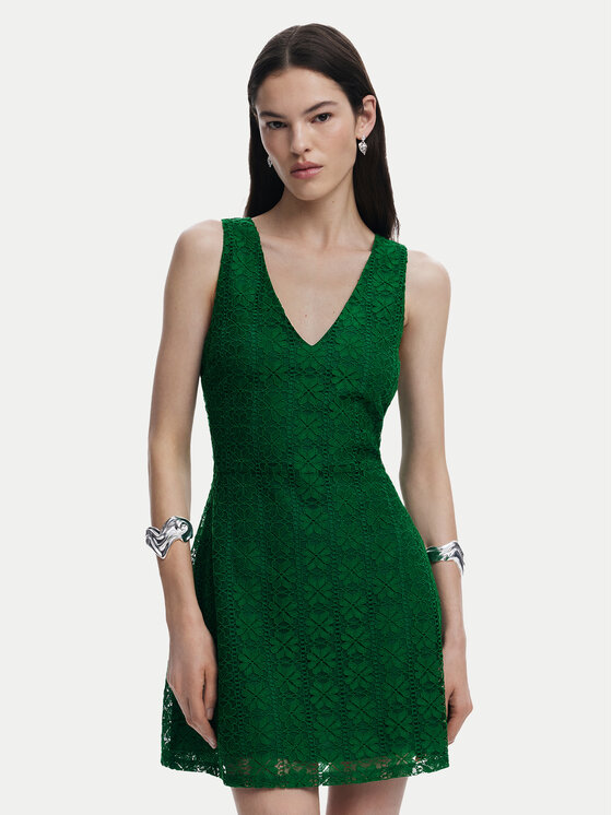 Desigual Sukienka koktajlowa 25SWVW53 Zielony Slim Fit
