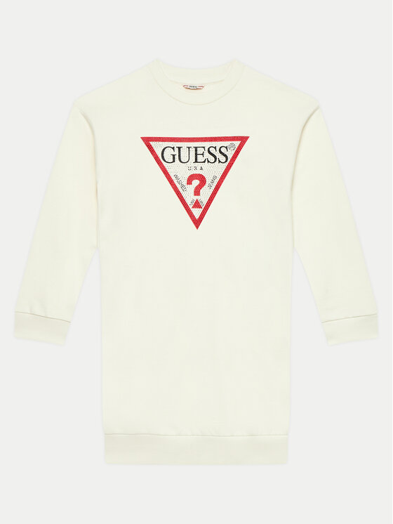 Guess Sukienka codzienna J3YK20 KA6R3 Écru Regular Fit